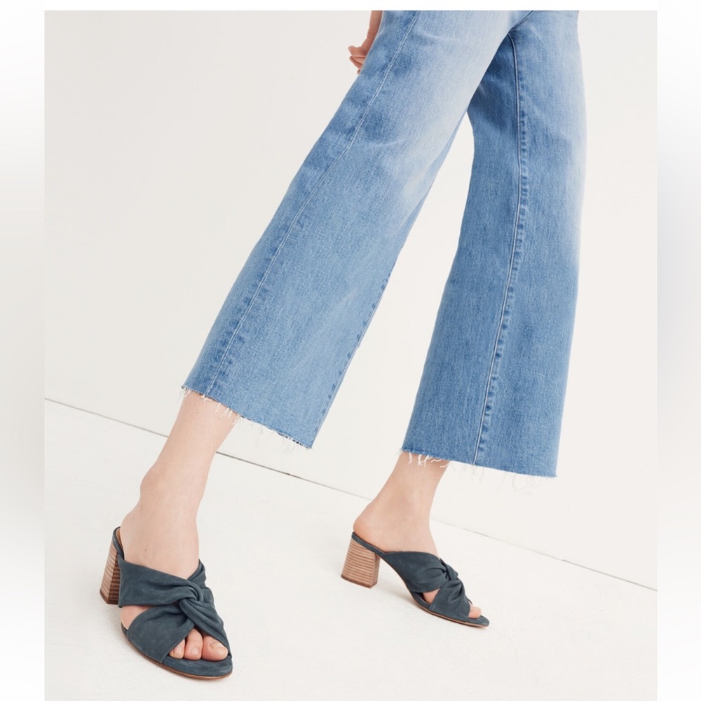 Madewell | 25 Wide Leg Crop Raw Hem Button Fly Front High Rise Jeans H5839 - Picture 3 of 14